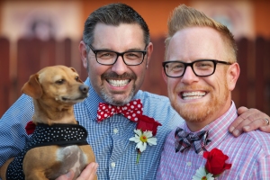 Gay couple and their dog